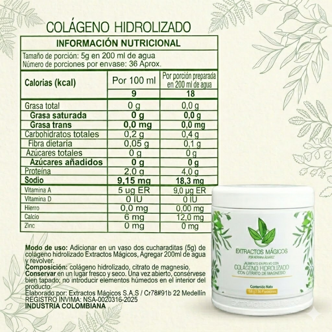 Colágeno hidrolizado Con Citrato De Magnesio