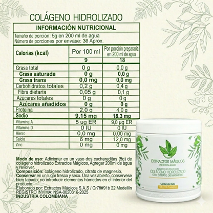 Colágeno hidrolizado Con Citrato De Magnesio